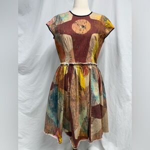 “Making the Cut” Multicolor denim Midi Dress